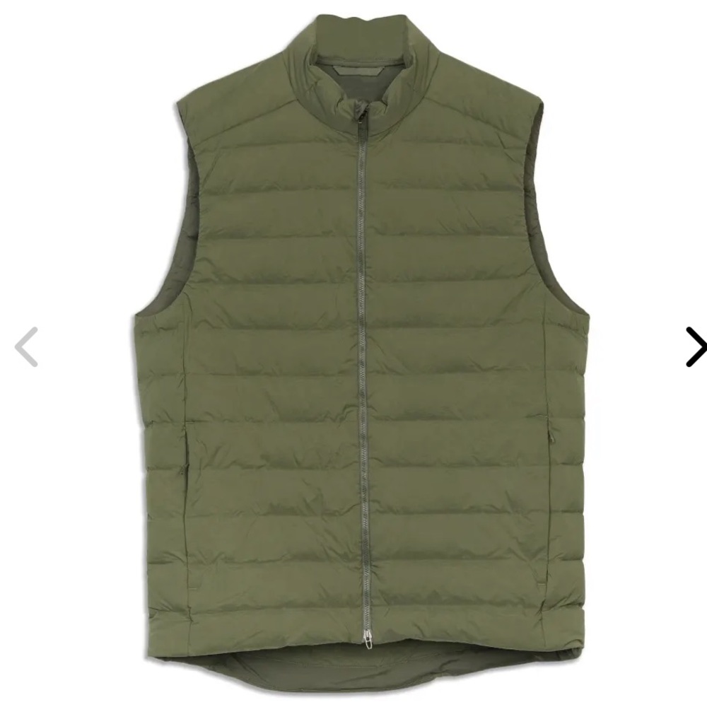 NWT Lululemon Navigation Stretch Down Vest in Olive XL